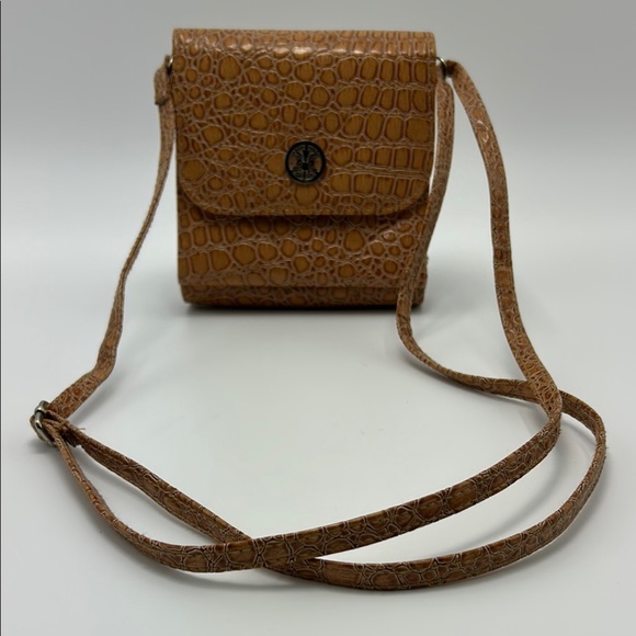 Handbags - George wallet on string shoulder bag tan animal print faux patent leather casual